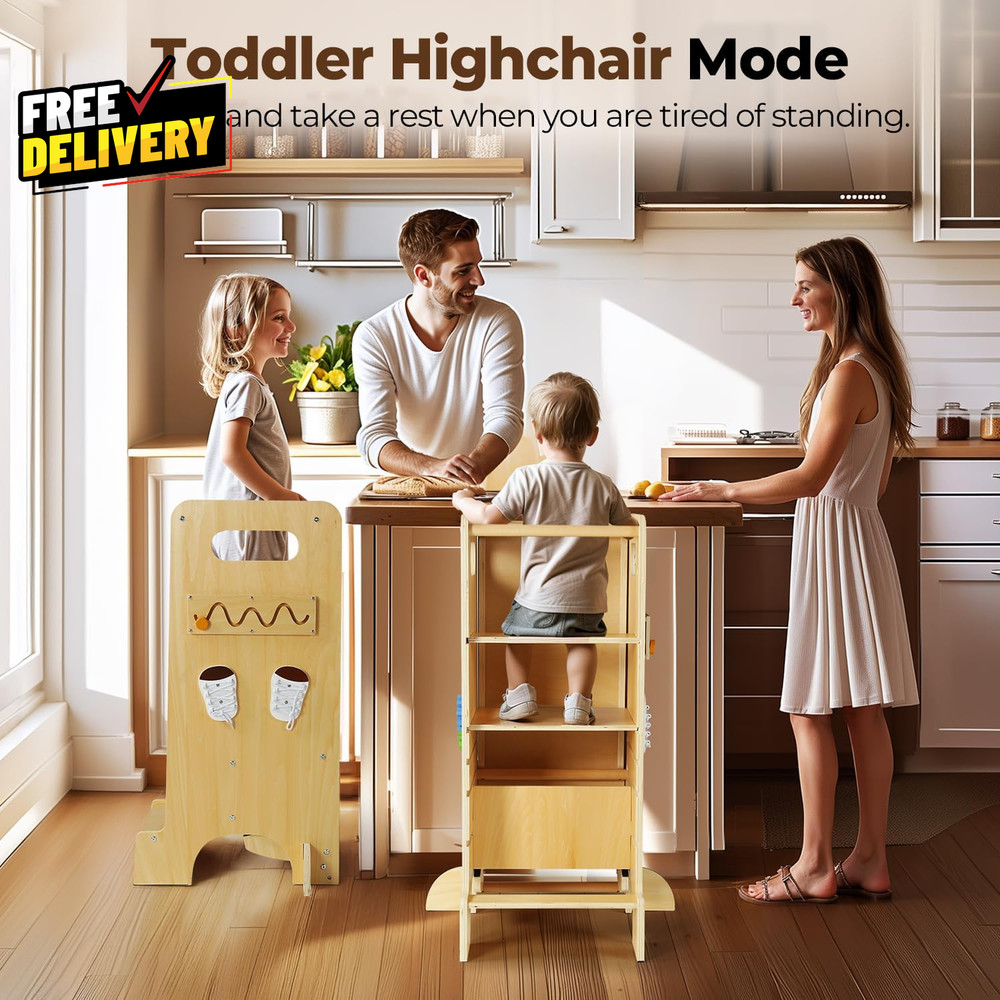 Toddler Tower 4 in 1 Toddler Kitchen Stool Helper Adjustable Standing Tower