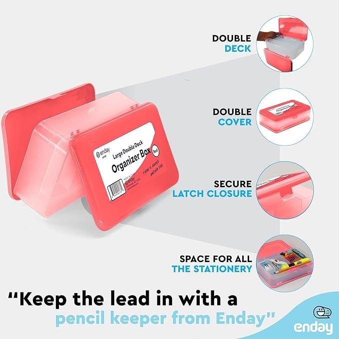 Double Deck Large Pencil Box Red
