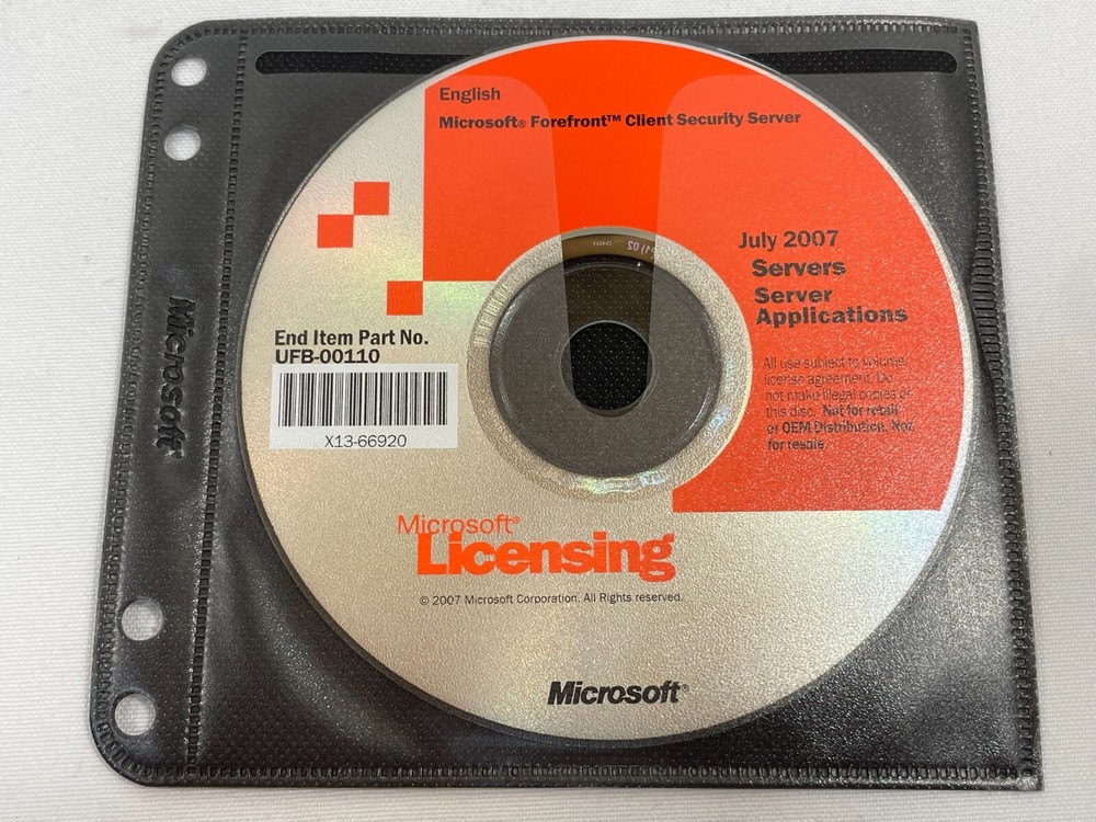 Microsoft Forefront Server Security Management Console DVD Windows Software M047