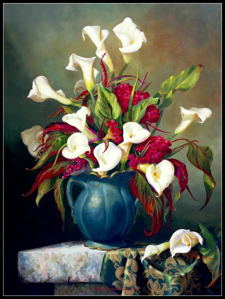 Charts Needlework DIY - Counted Cross Stitch Patterns - Calla and Cockscomb