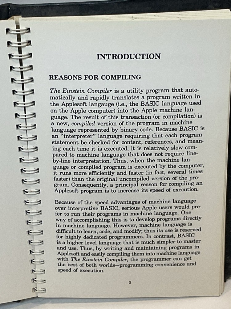 Vintage Apple II IIe IIc Software Einstein The Compiler
