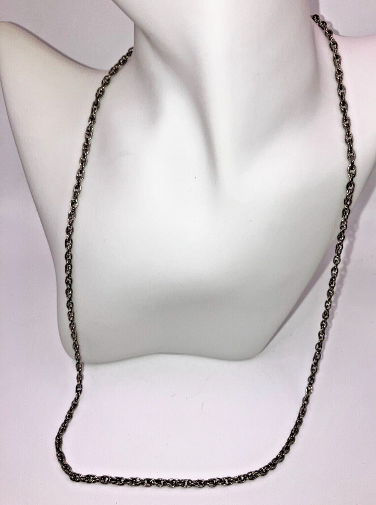Vintage Silver-Tone Oval Link 24" Chain Necklace!