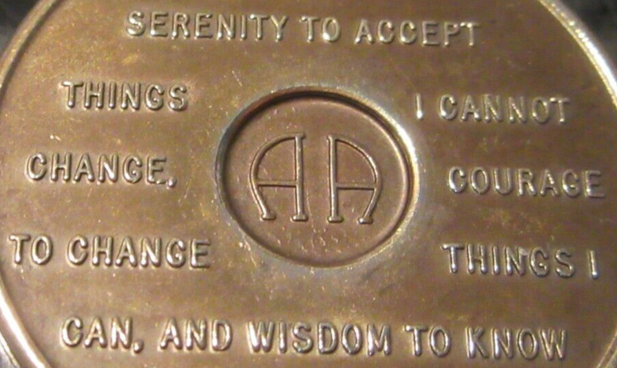 Alcoholics Anonymous 3 Three Month AA BACK Bronze Medallion Coin Token Chip