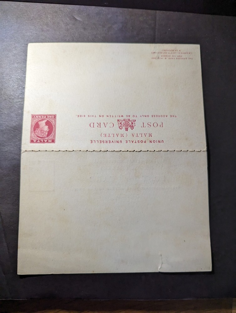 Mint British Malta Postal Stationery Postcard and Reply Card