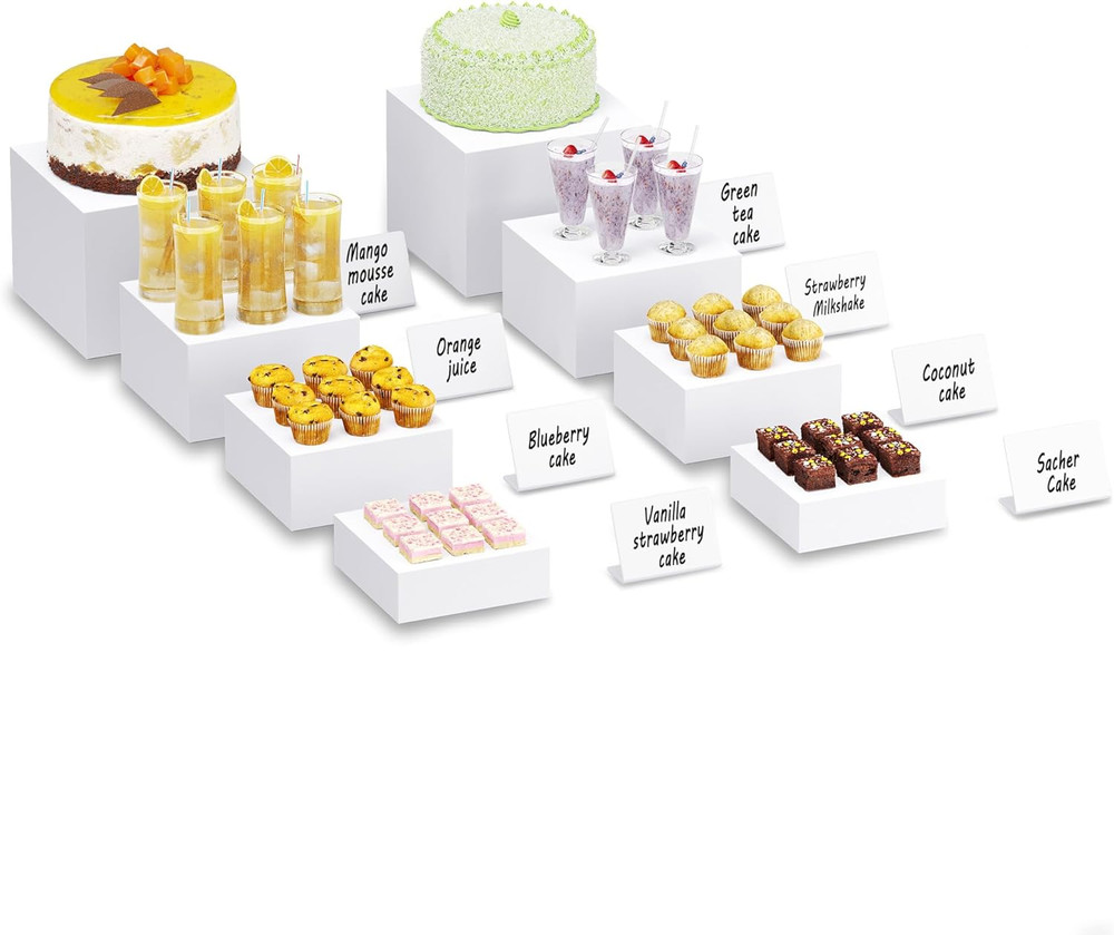 Food Risers for Buffet Table Display Stand for Catering Dessert Cube White 2 Set