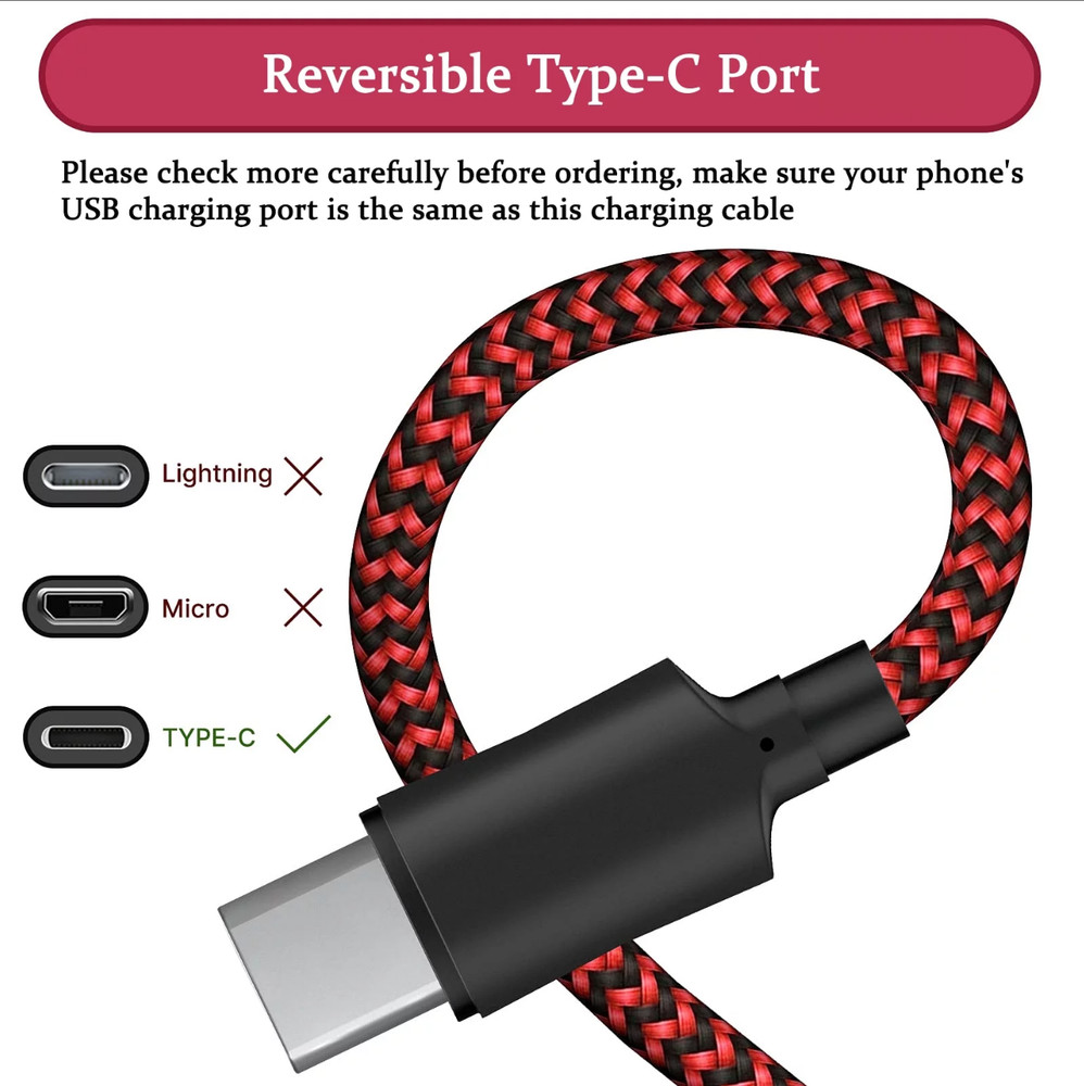 Braided USB C Type-C Fast Charging Data SYNC Charger Cable Cord 3/6/10FT