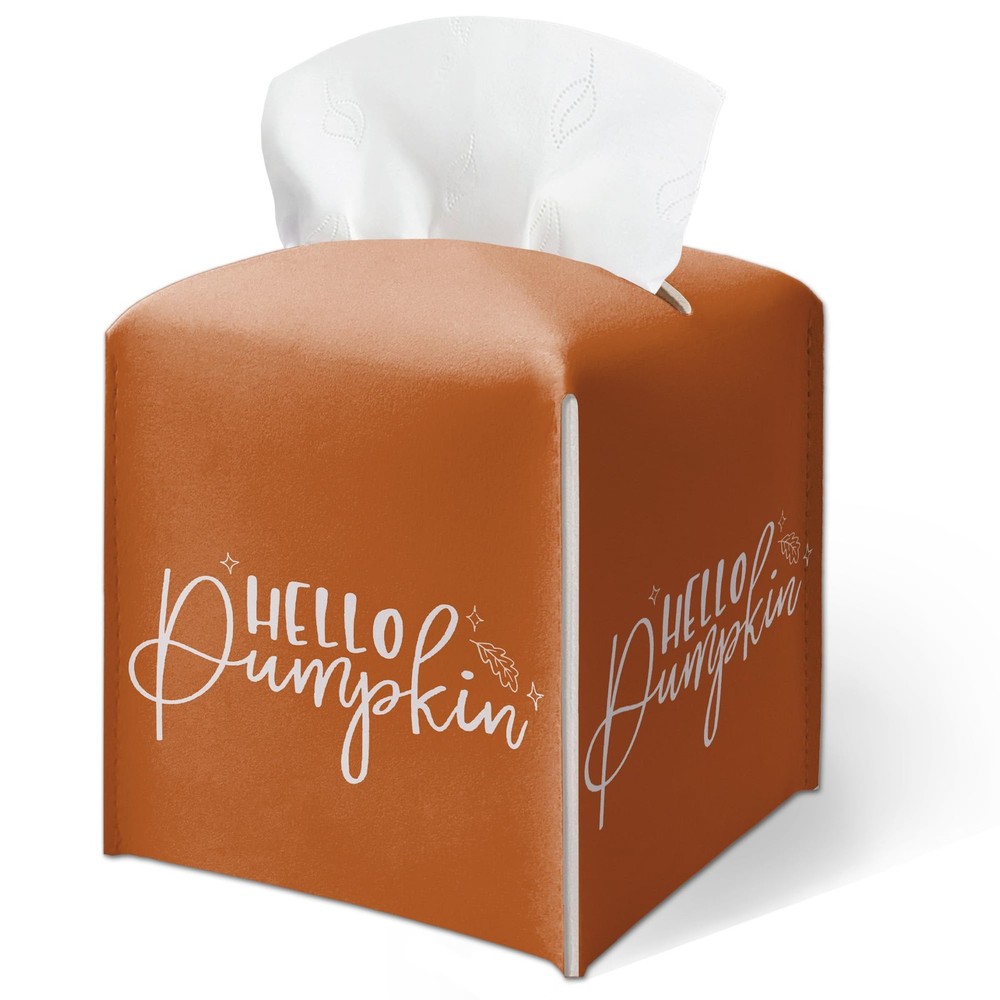 Fall Tissue Box Cover-Orange, Thanksgiving Holder, Hello Orange
