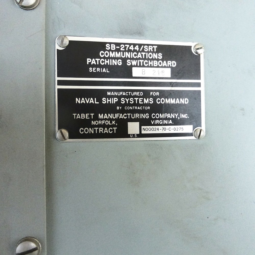 SB-2744/SRT TRANSMITTER PATCHING SWITCHBOARD FROM NAVAL SHIP