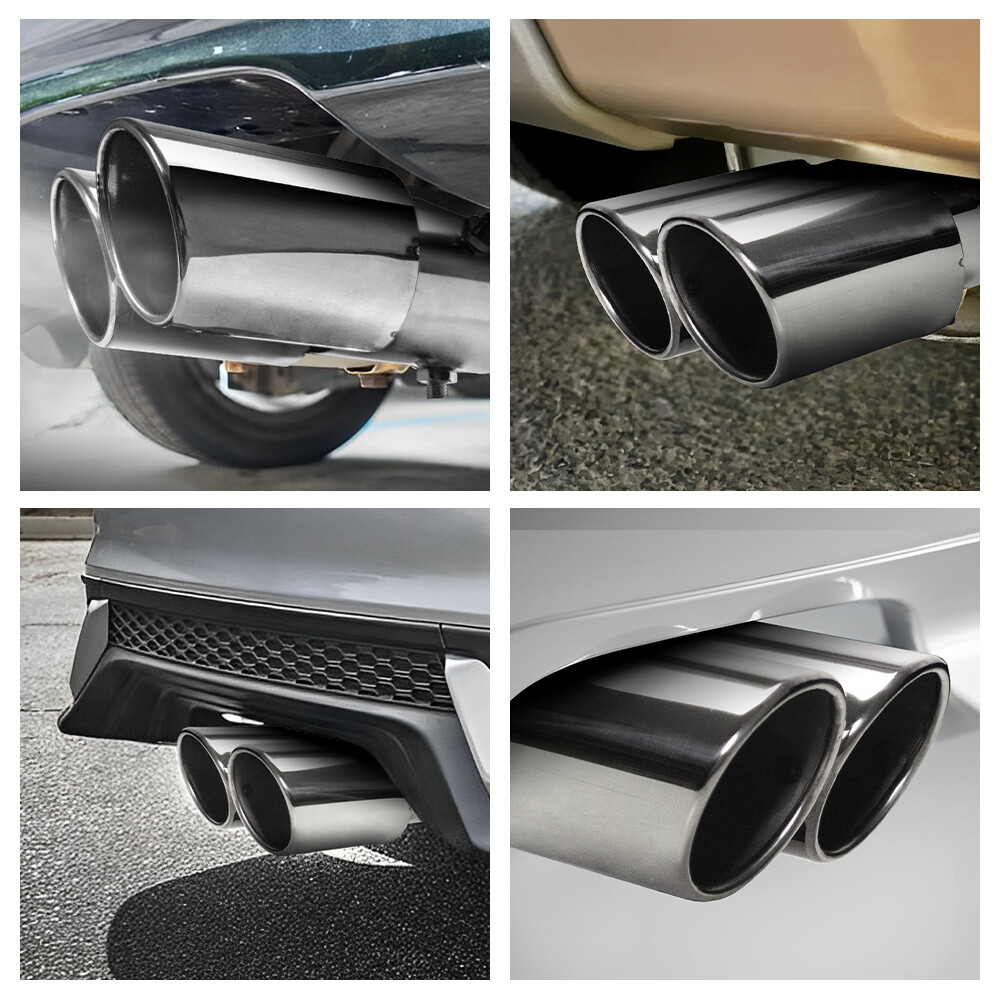 Chrome Rear Dual Stright Exhaust Pipe Tail Muffler Tip Replace Accessories Kit