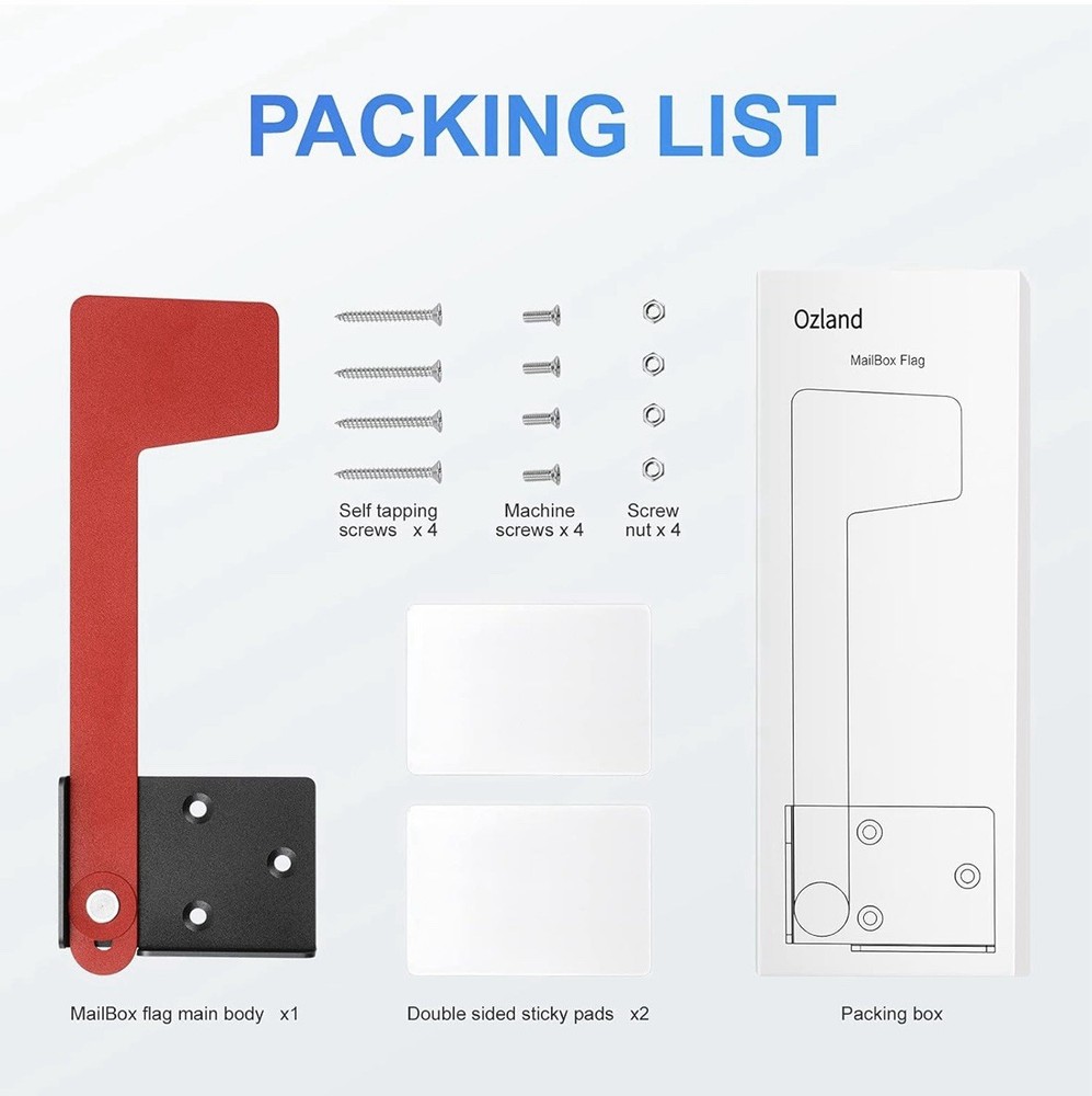 Merear Mailbox Flag Replacement Kit, Galvanized Steel for Mailbox, Red