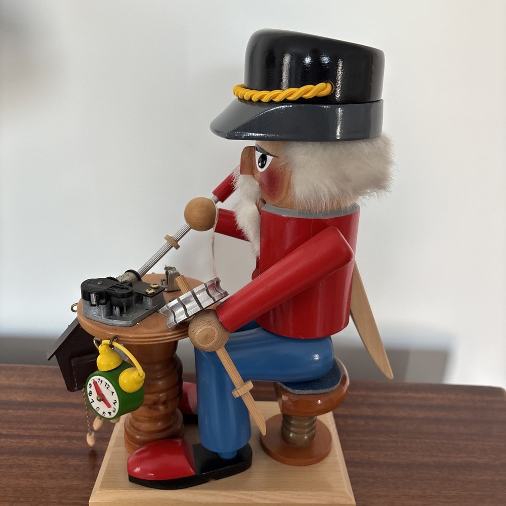 Steinbach Clock Maker Nutcracker 13" Germany- Plays God Bless America