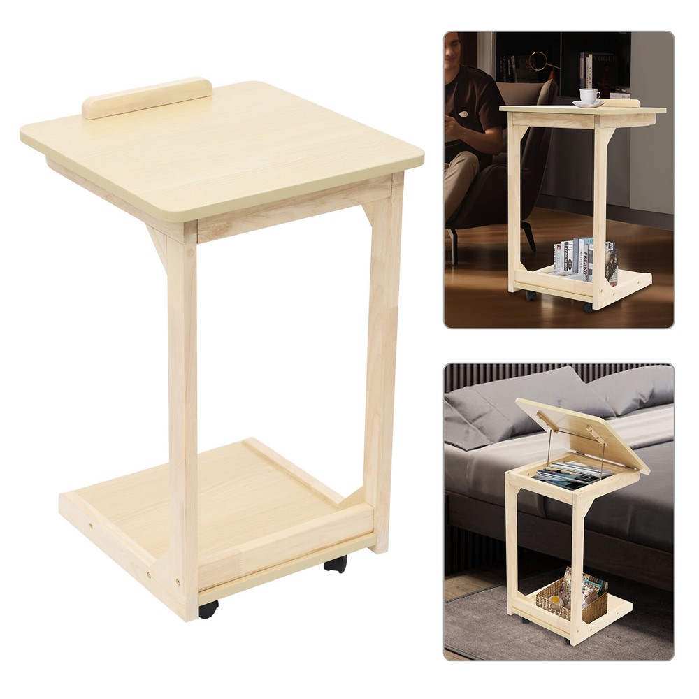 C-Shaped Couch Table Movable Bed/Sofa Side Table Adjustable Angle TV Tray Table