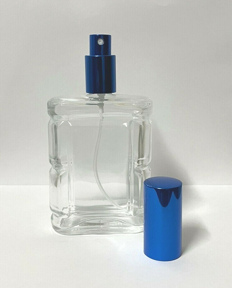 1 Refillable Perfume Metal Spray Top , Flat Shape Glass Bottle , Atomizer 100 ml