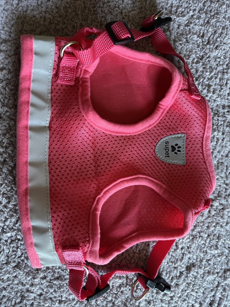 Supet Pink L Harness Cat Dog Reflective Stripe