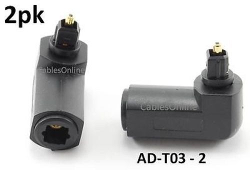 2-PACK Toslink Digital Optical, 90 Degree Right Angle, Audio Adapter AD-T03-2