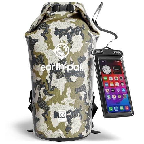 Waterproof Dry Bag - Roll Top Waterproof Backpack Sack Keeps Gear Dry 55L Camo