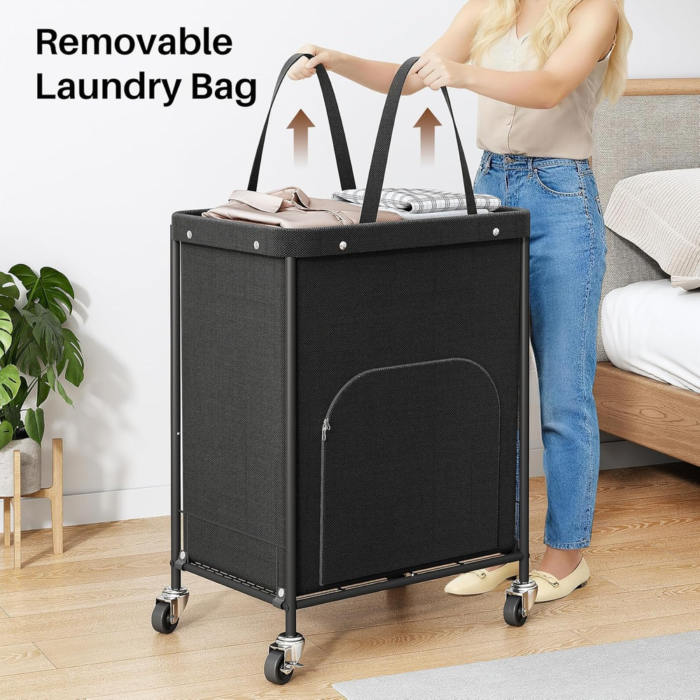 170L Large Laundry Basket with Wheels, Rolling Laundry Hamper Easy Access Clothi