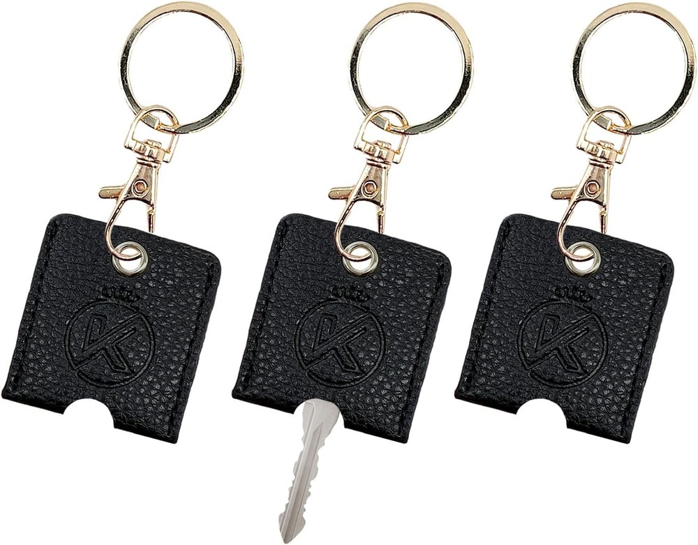 Soft Leather Key Sleeve, 3pcs Keychain Fod, Protector for Broken Black