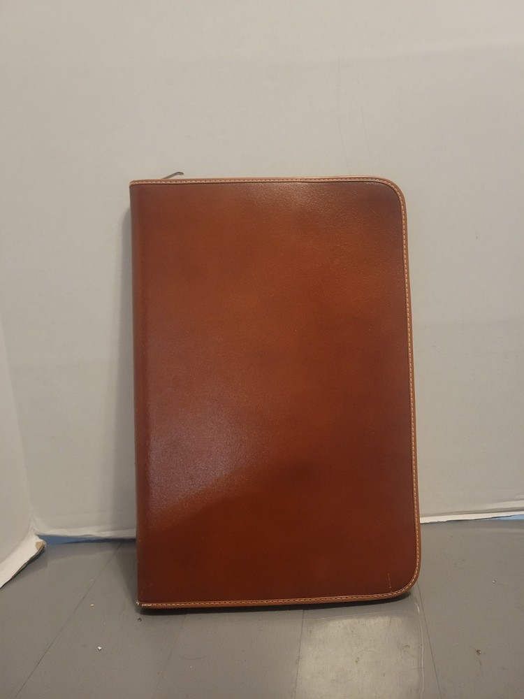 Vintage Brown Leather Split Cowhide Portfolio Organizer Case Zips Conmar
