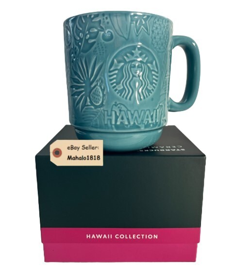 🌺Starbucks Hawaii Exclusive Blue Debossed Ceramic Mug - 12oz