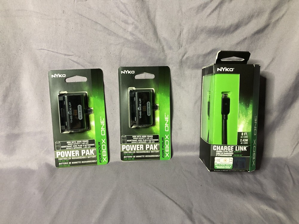 2 Nyko Xbox One Controller Power Pak + Charger Link