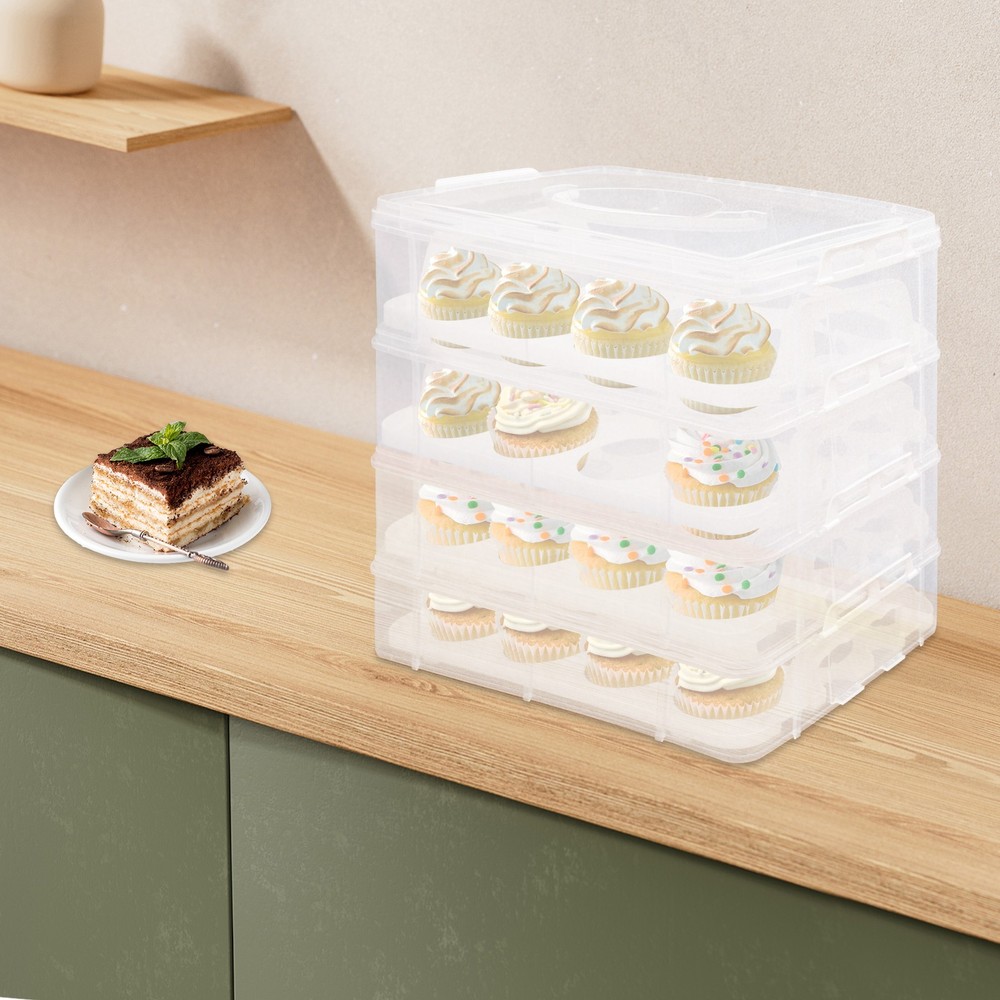 Cupcake Carrier with Lid and Handle Mini Cake Container Holder for 48 Cupcakes