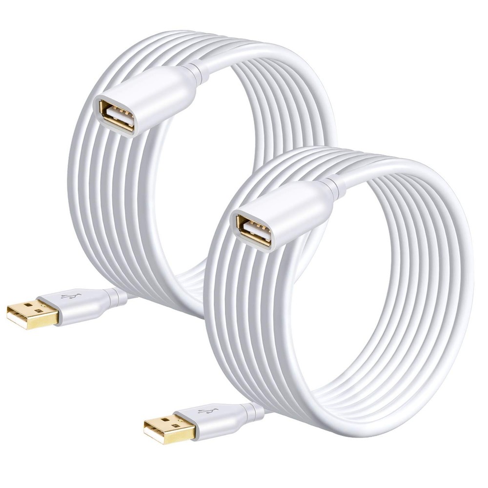 Costyle USB Extension Cable White 15ft, 2 Pack 2.0 Extender 15FT,