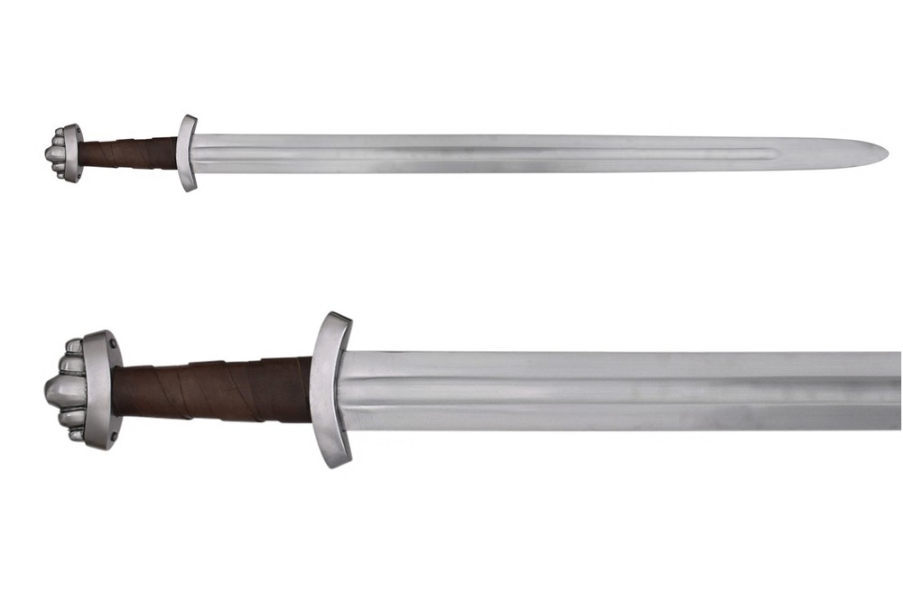 Viking sword with sheath, five-lobe knob