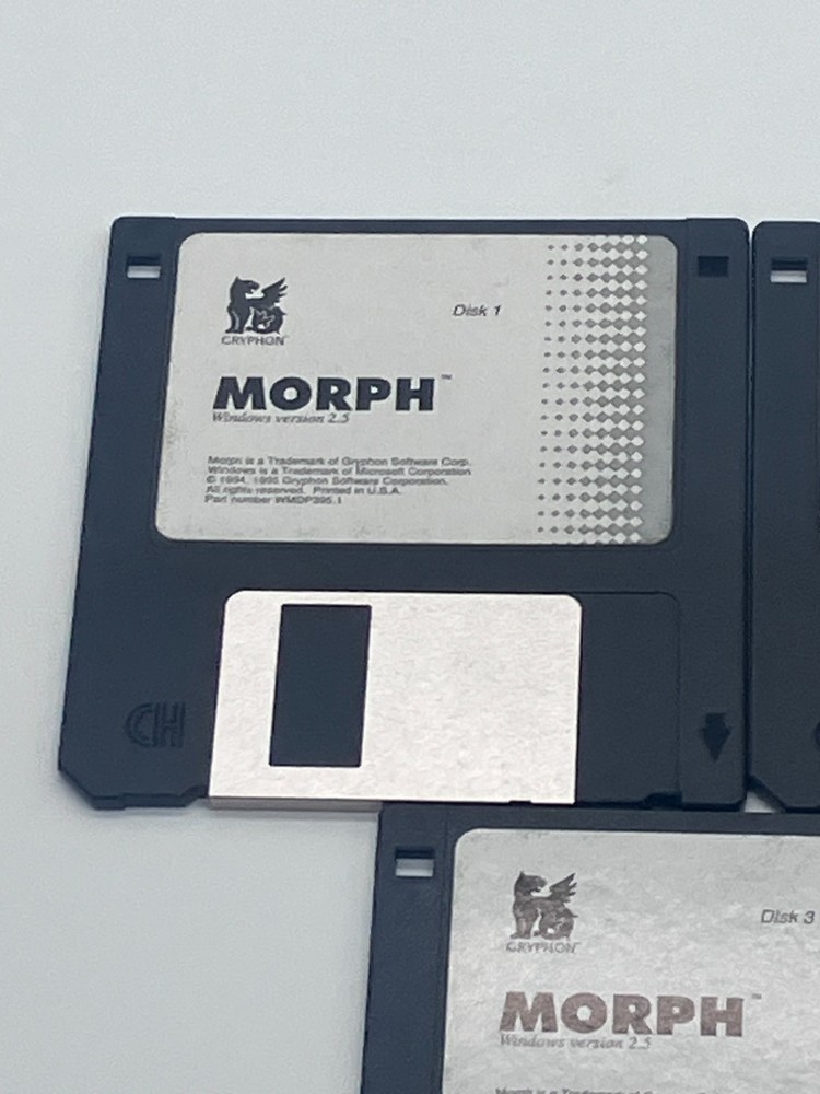 Vintage MORPH Version 2.5 Software 3.5" Disks for Windows by Gryphon
