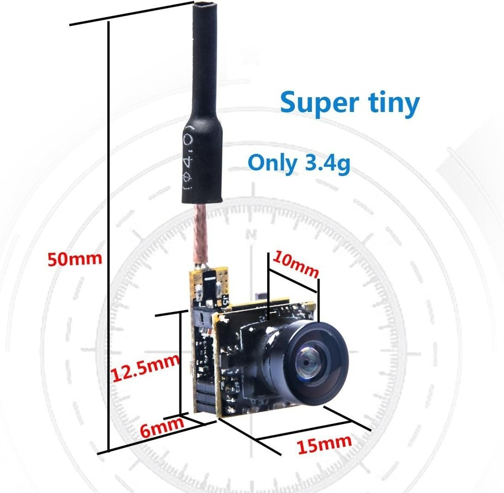 Lightweight WT05 Micro AIO Camera with Dipole Antenna for Ultra Micro Drones
