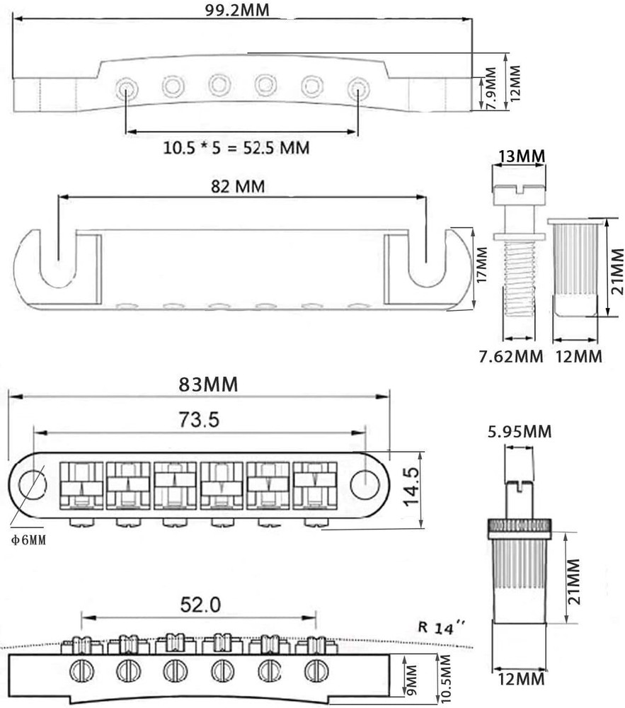 Tune-O-Matic Bridge and Stop Tail Piece set Chrome for Epiphone