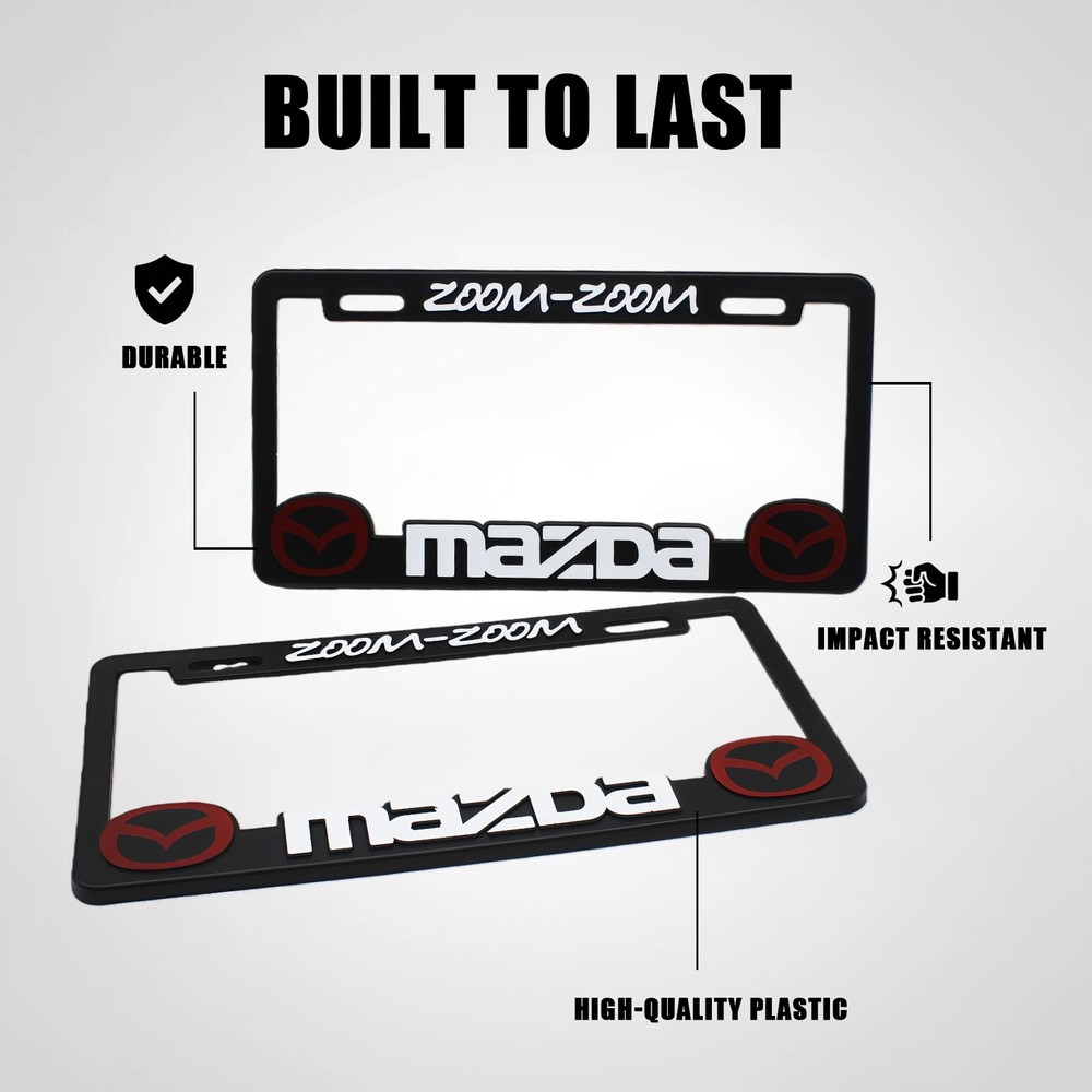 NEW 2pcs-Mazda-black Plastic license plate frame