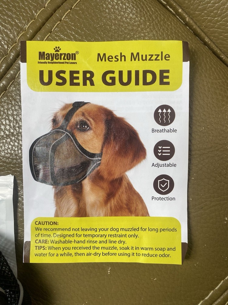 Mayerzon Mesh Muzzle Size Large Black Adjustable New