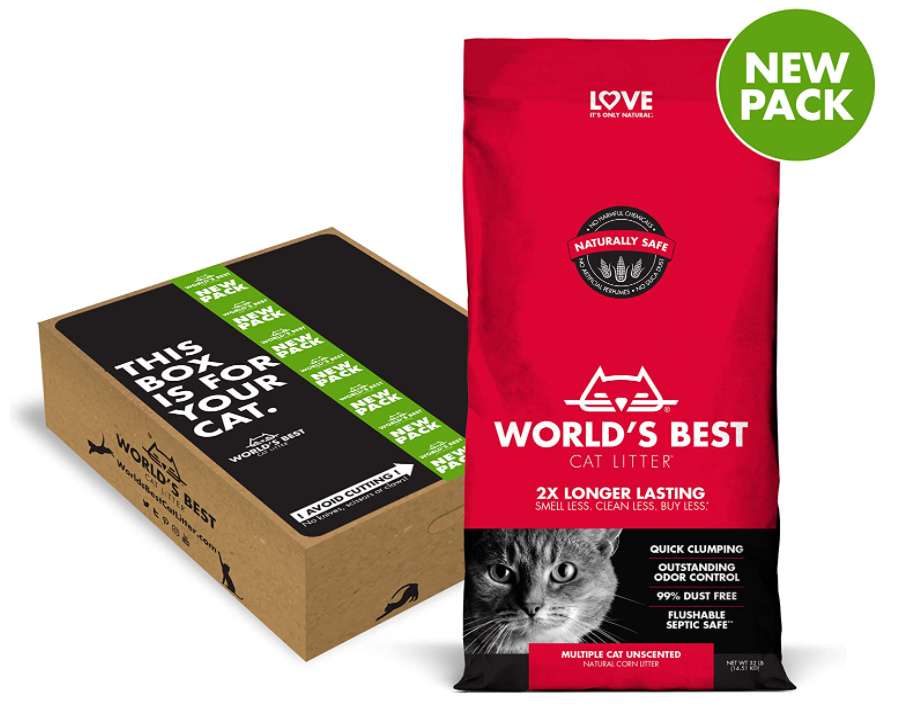 WORLD'S BEST CAT LITTER Multiple Cat Unscented, 32-Pounds