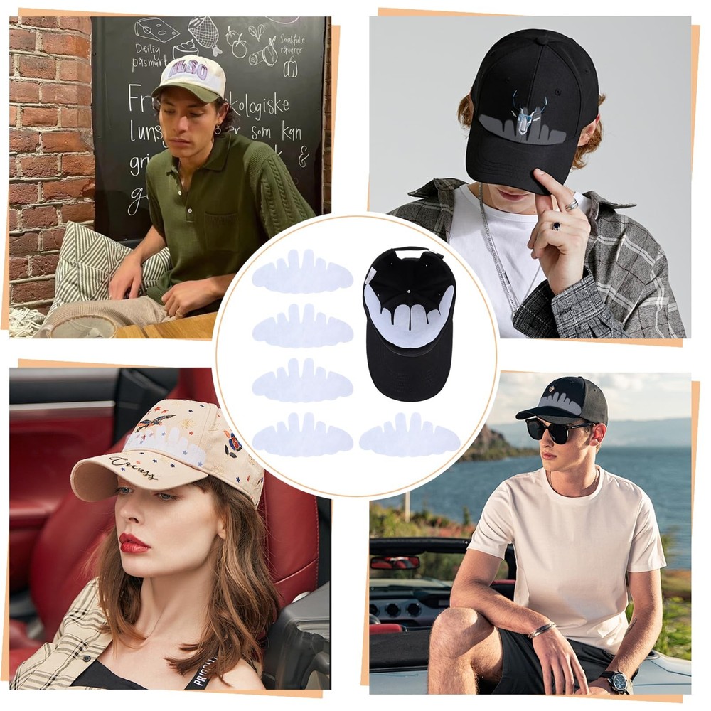6Pcs Baseball Caps Inserts Shapers, Reusable Polyester Fabric One Size, White