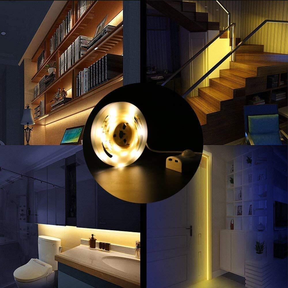 2-Pack Warm White Motion Sensor LED Strip Lights Rechargeable Closet Lights