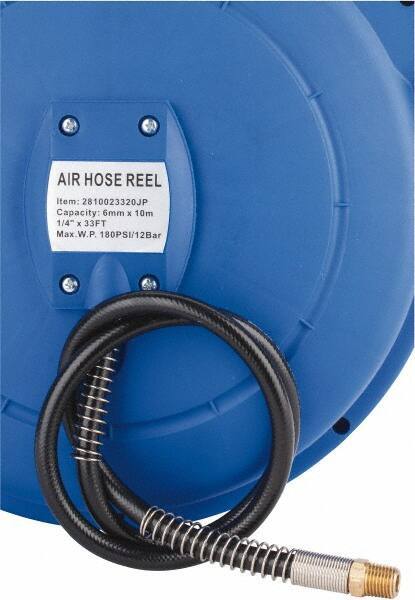 PRO SOURCE Retractable Air Hose on Spring Retractable Reel: 180 psi, 33' Hose
