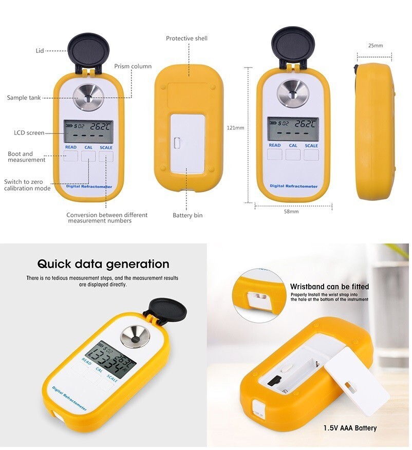 Glycerine Concentration Refractometer Meter Digital Concentration Meter