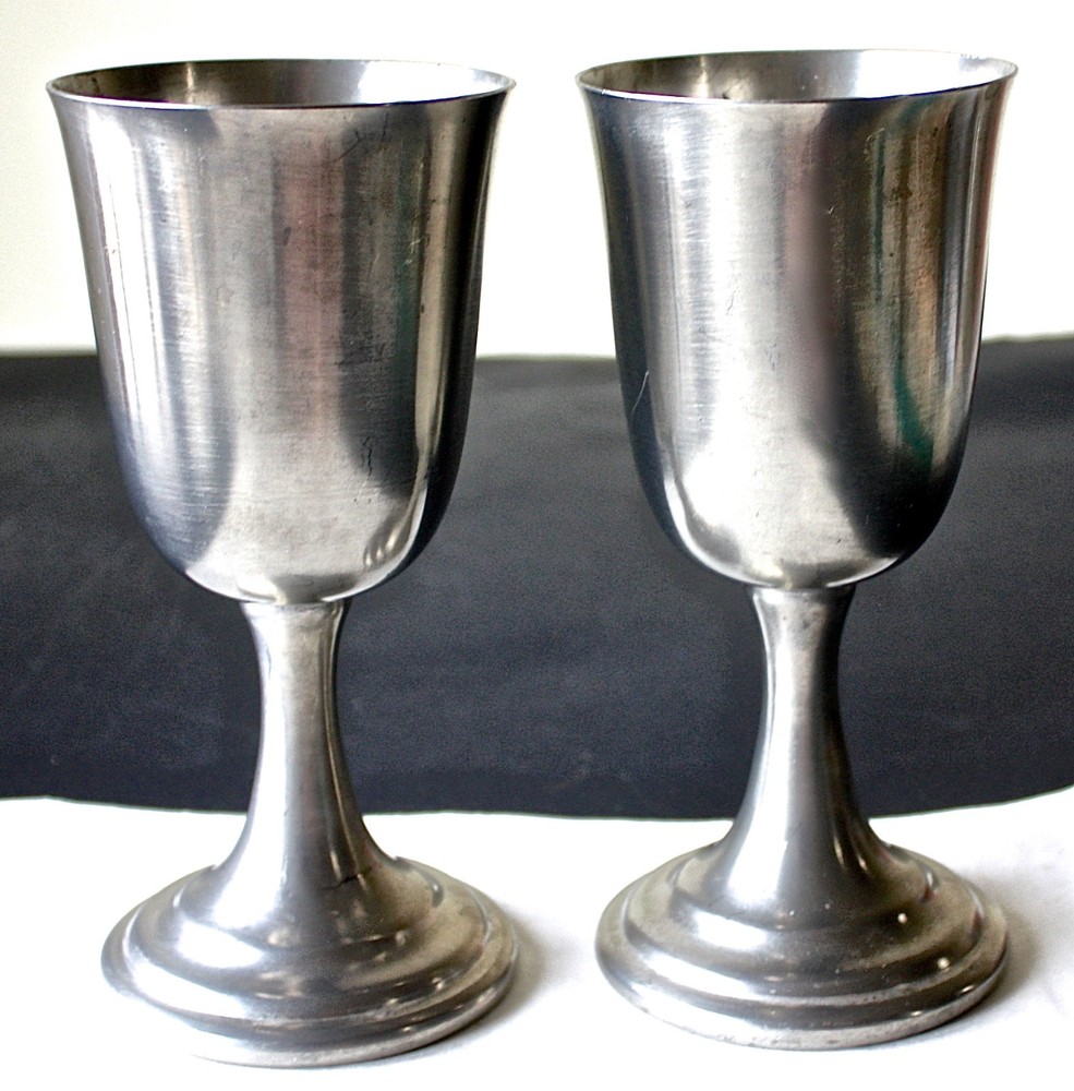 Vintage Pewter Wine Goblets ~ 6  1/4"