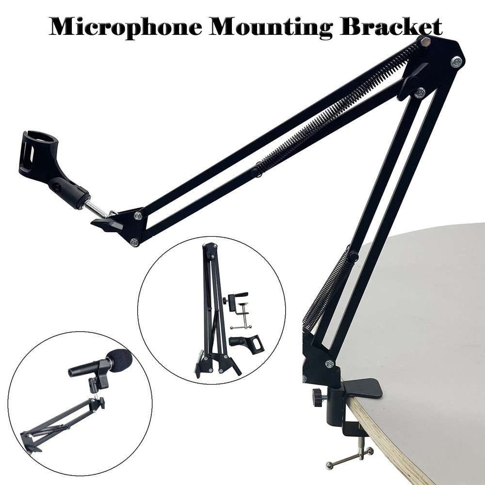 Microphone Stand Suspension Arm Mounting Bracket Black for Studio Broadcast