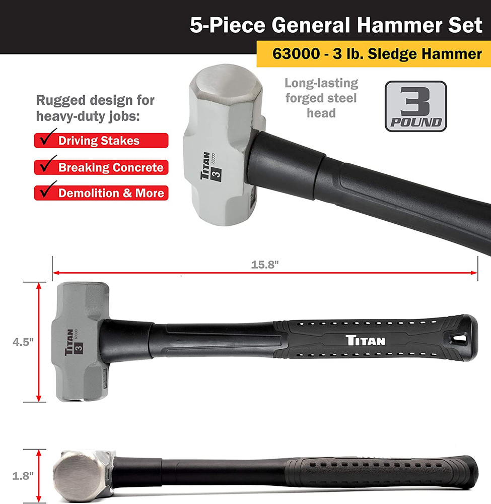 Hammer Set 5 Piece SilverAnd Black NEW
