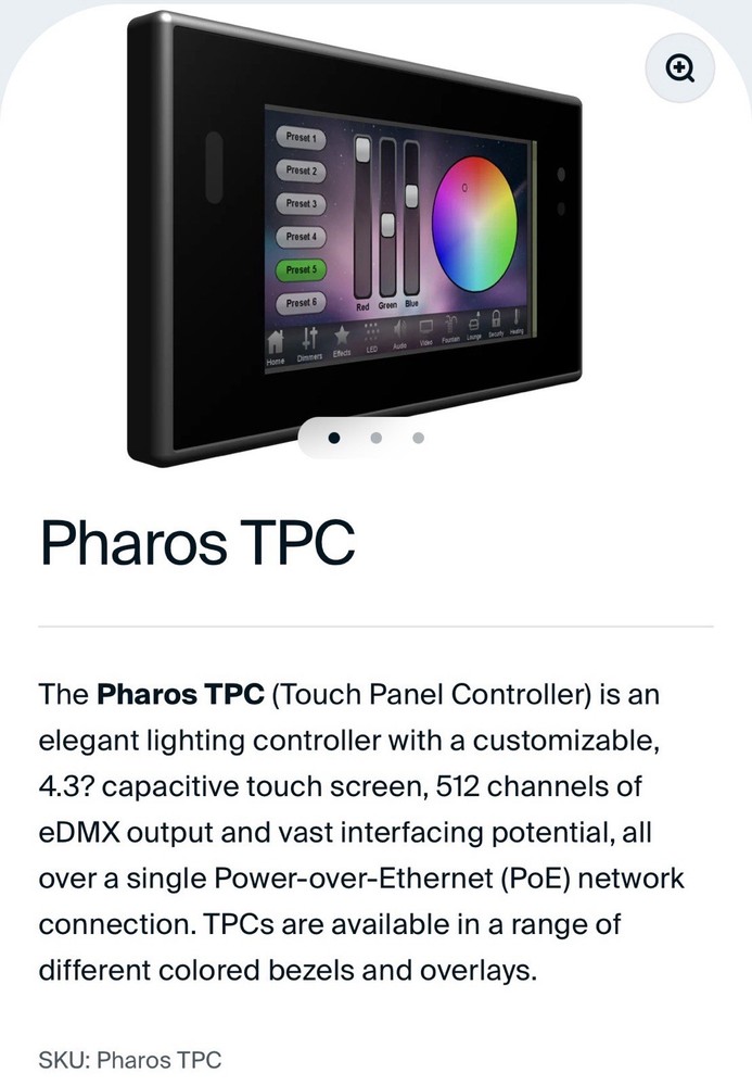 The Pharos TPC (Touch Panel Controller) Lighting Control