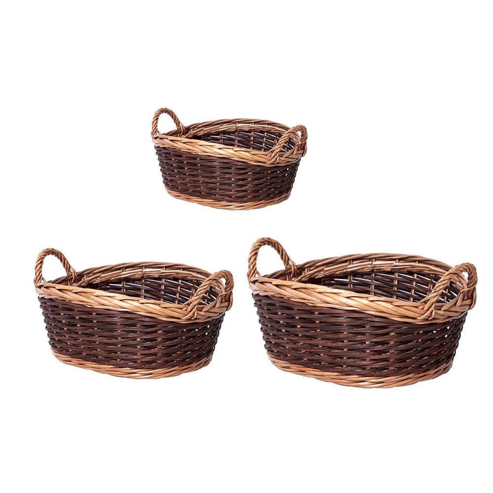 (Three Pack) Willow Bread Basket Rattan Fruit Display Basket for Fruit Vegeta...