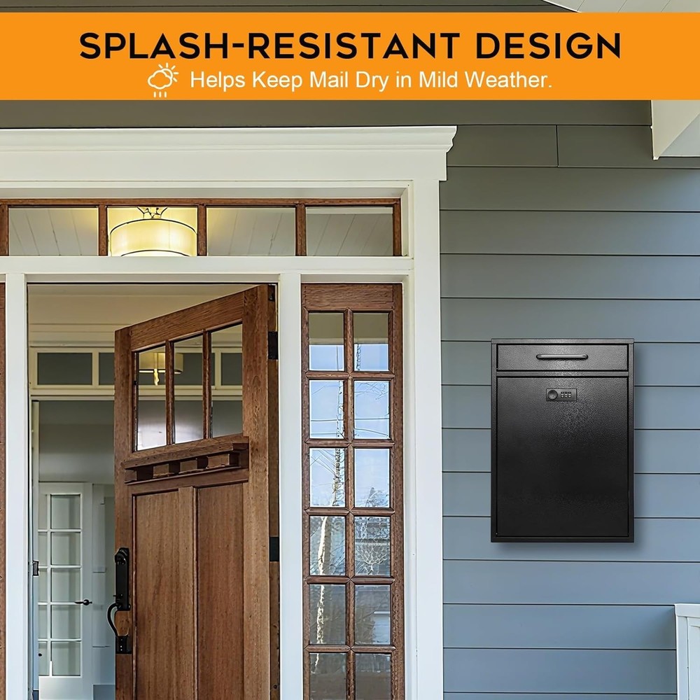 Wall Mount Mailboxes with Combination Lock, X Large Black