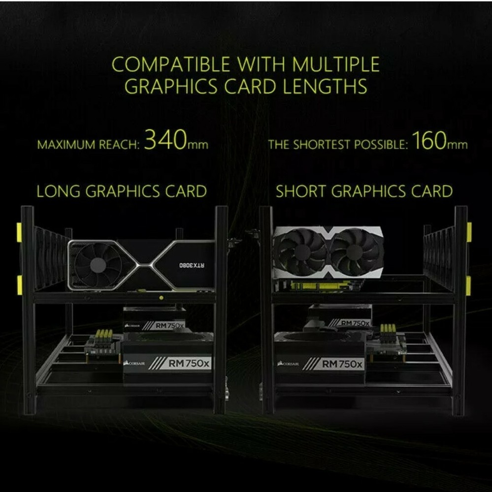 Veddha 8 / 12 GPU Miner Case Aluminum Stackable Mining Case Rig Open Air Frame