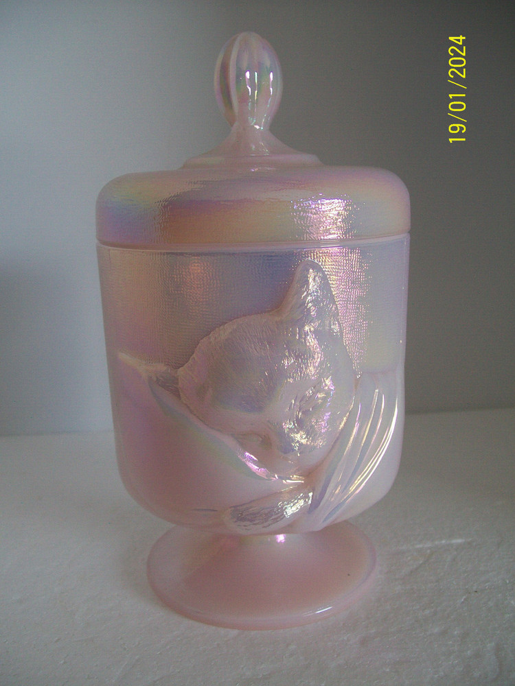 Fenton 1990 "Chessie Cat" Candy Jar