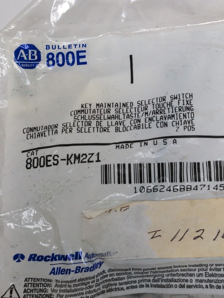 ALLEN BRADLEY 800ES-KM2Z1 SELECTOR SWITCH