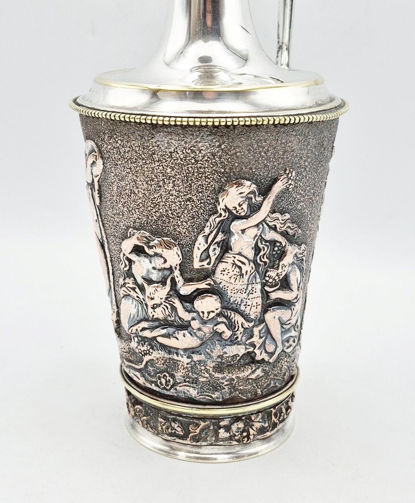 FINE VICTORIAN SILVER PLATED NEOCLASSICAL ELECTROTYPE WINE EWER c1890