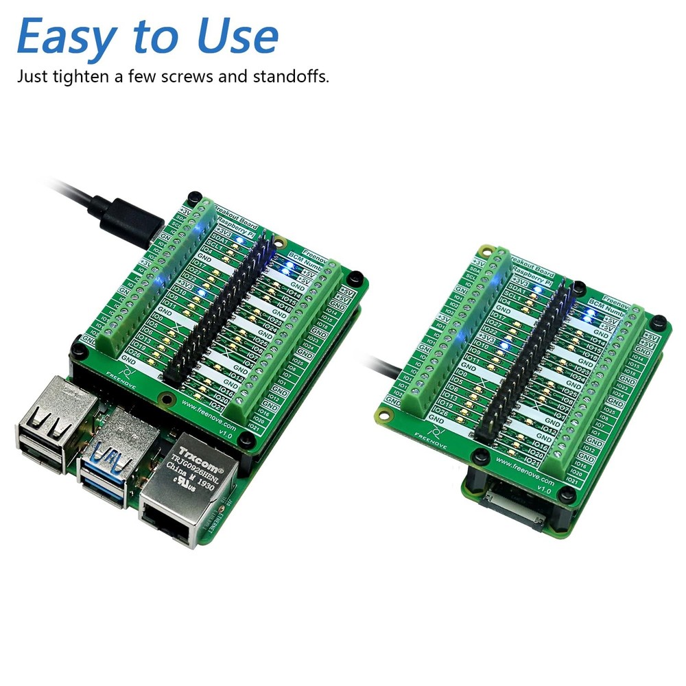 Breakout Board Terminal Block Shield HAT GPIO Status LED Raspberry Pi