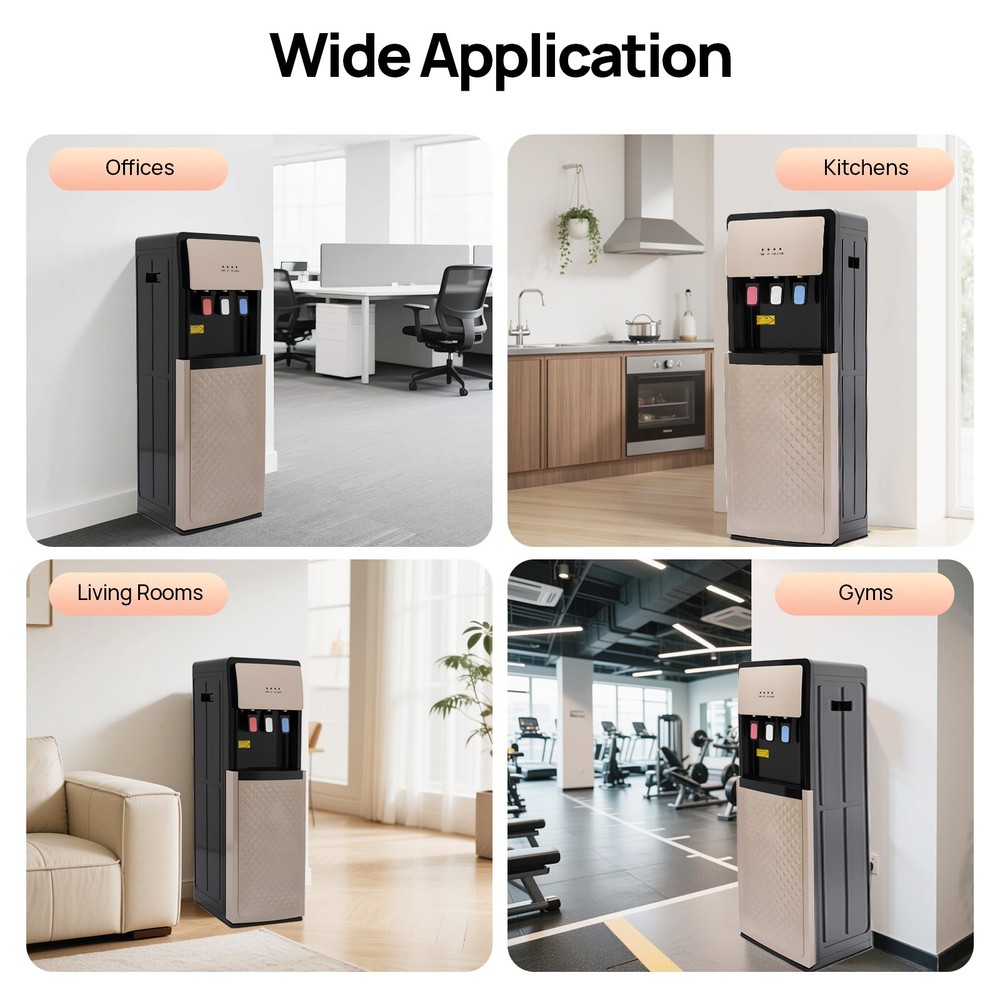 Bottom Loading Water Cooler Dispenser, 500 Watt Hot & Cold Water Floor Standing